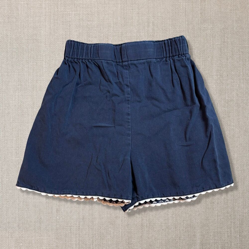 Bella Bliss Girls Size 6 Navy Blue Cotton Shorts Ric Rac Trim Pull On